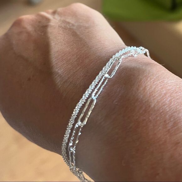 The Mixed Media double strand paperclip Bracelet in 925 - Picture 3 of 10